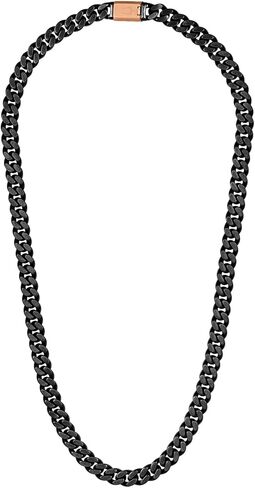 Bulova Jewelry Men's Latin Grammy 10mm Brushed and Polished Gunmetal Curb Chain Stainless Steel Necklace, Length 24" Style:BVC1069-GRSTNA in Saudi Arabia