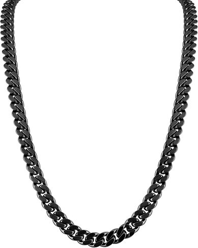 Bulova Jewelry Men's Latin Grammy 10mm Brushed and Polished Gunmetal Curb Chain Stainless Steel Necklace, Length 24" Style:BVC1069-GRSTNA in Saudi Arabia