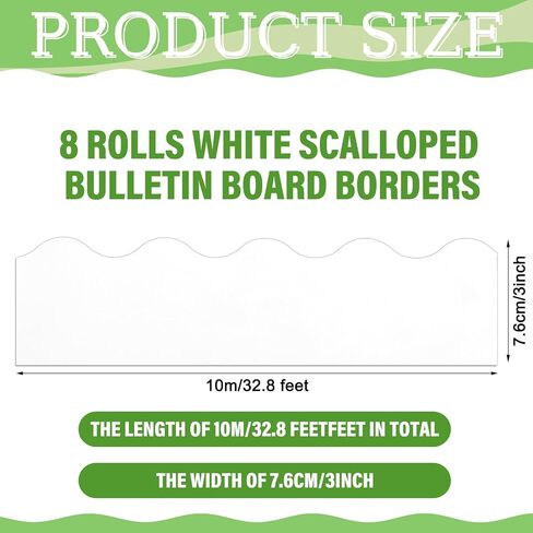 8 Rolls 262 ft Classroom White Bulletin Board Borders Scalloped Border Trim Rolled Classroom Borders Back to School Borders for Classroom School Chalkboard Office Decor in Saudi Arabia