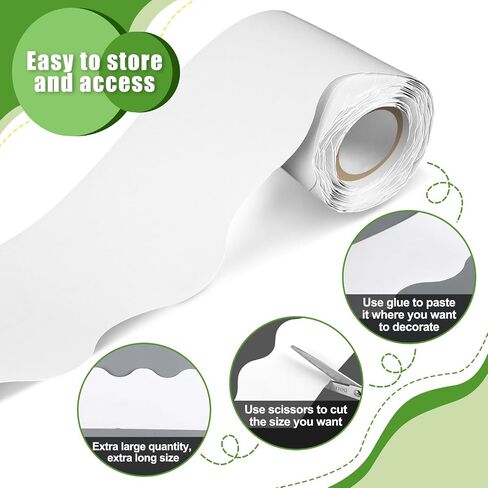 8 Rolls 262 ft Classroom White Bulletin Board Borders Scalloped Border Trim Rolled Classroom Borders Back to School Borders for Classroom School Chalkboard Office Decor in Saudi Arabia