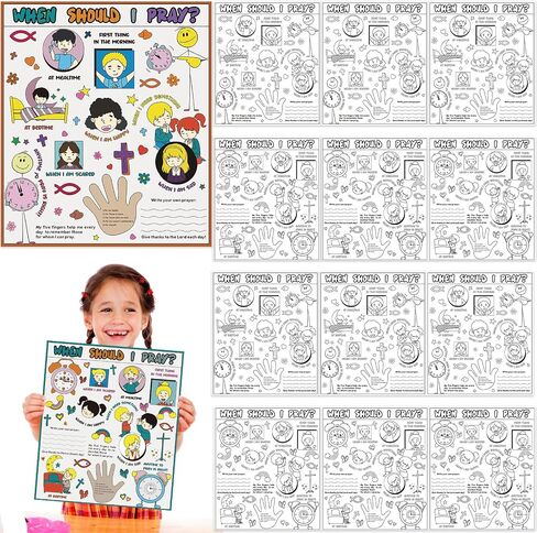 Yeaqee 30 Set Religious Coloring Posters for Kids 17 x 20 Inch When Should I Pray Poster Christian Crafts Inspirational Coloring Posters for Kids Teens Sunday School Classroom Home Wall Supplies in Saudi Arabia