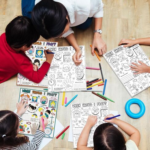 Yeaqee 30 Set Religious Coloring Posters for Kids 17 x 20 Inch When Should I Pray Poster Christian Crafts Inspirational Coloring Posters for Kids Teens Sunday School Classroom Home Wall Supplies in Saudi Arabia