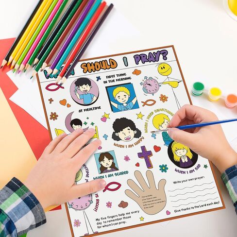 Yeaqee 30 Set Religious Coloring Posters for Kids 17 x 20 Inch When Should I Pray Poster Christian Crafts Inspirational Coloring Posters for Kids Teens Sunday School Classroom Home Wall Supplies in Saudi Arabia