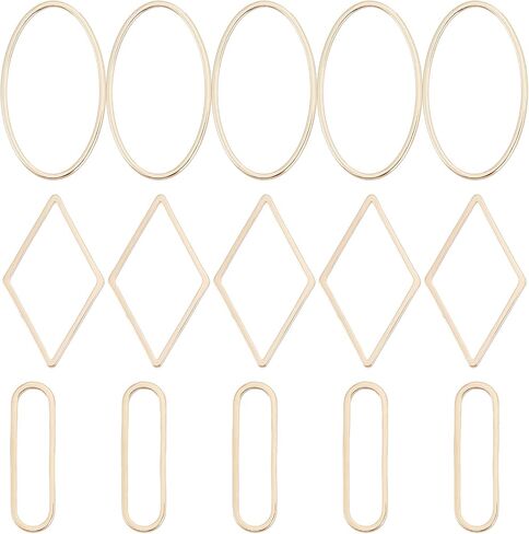 Beebeecraft 60Pcs/Box 3 Style 18K Gold Plated Linking Rings Rhombus Oval Jewelry Connector Charms for DIY Necklaces Bracelets Making in Saudi Arabia