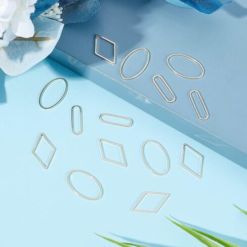 Beebeecraft 60Pcs/Box 3 Style 18K Gold Plated Linking Rings Rhombus Oval Jewelry Connector Charms for DIY Necklaces Bracelets Making in Saudi Arabia
