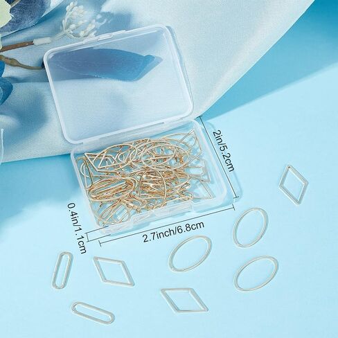 Beebeecraft 60Pcs/Box 3 Style 18K Gold Plated Linking Rings Rhombus Oval Jewelry Connector Charms for DIY Necklaces Bracelets Making in Saudi Arabia