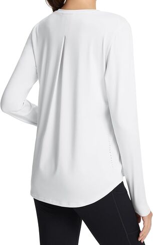 BALEAF Women's Long Sleeve Workout Tops Running Pleated Back Loose Fit Athletic Shirts Quick Dry Sun UPF 50+ Tees in Saudi Arabia