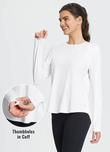 BALEAF Women's Long Sleeve Workout Tops Running Pleated Back Loose Fit Athletic Shirts Quick Dry Sun UPF 50+ Tees in Saudi Arabia