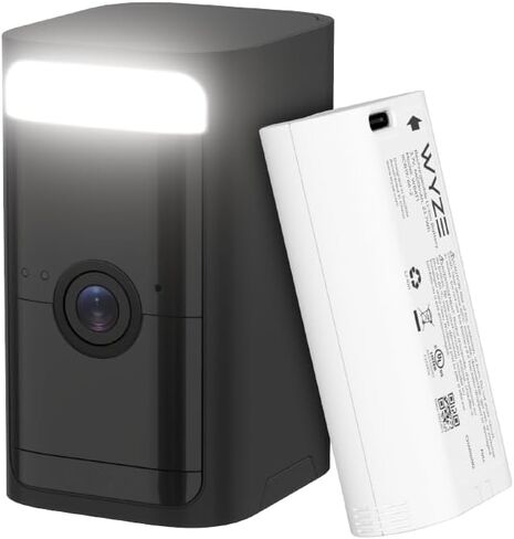 WYZE 2K HDR Wireless Outdoor/Indoor Security Camera, Color Night Vision, Integrated Spotlight & Siren, Rechargeable Battery, 2-Way Audio - Black, 1-Pack (Renewed) in Saudi Arabia