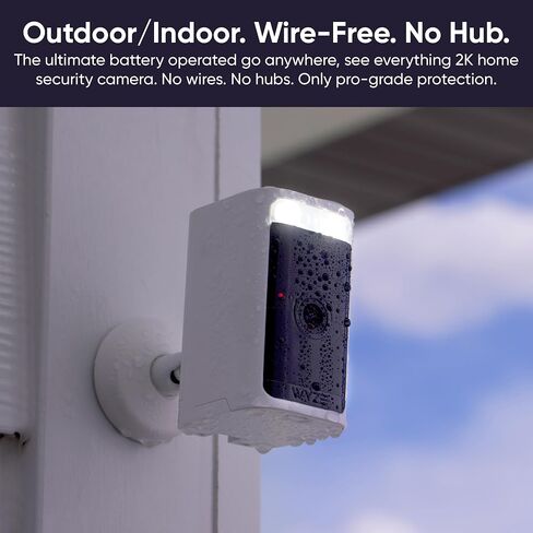WYZE 2K HDR Wireless Outdoor/Indoor Security Camera, Color Night Vision, Integrated Spotlight & Siren, Rechargeable Battery, 2-Way Audio - Black, 1-Pack (Renewed) in Saudi Arabia