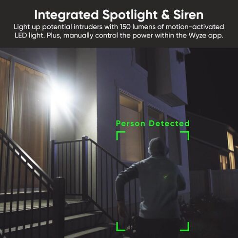 WYZE 2K HDR Wireless Outdoor/Indoor Security Camera, Color Night Vision, Integrated Spotlight & Siren, Rechargeable Battery, 2-Way Audio - Black, 1-Pack (Renewed) in Saudi Arabia