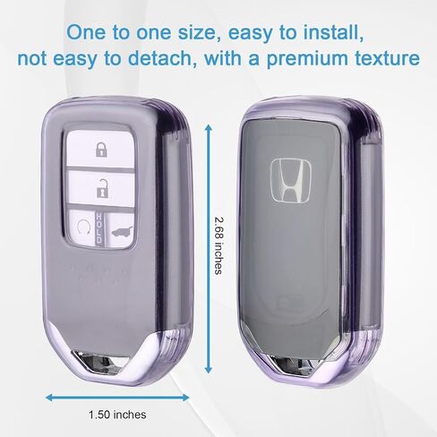 OFFWEGO Key Fob Cover for Honda Accord Civic CRV Pilot Ridgeline Odyssey Soft TPU Key Case Protection for Honda Smart Protector Remote Start Key, Transparent Black in Saudi Arabia