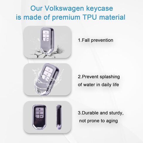 OFFWEGO Key Fob Cover for Honda Accord Civic CRV Pilot Ridgeline Odyssey Soft TPU Key Case Protection for Honda Smart Protector Remote Start Key, Transparent Black in Saudi Arabia