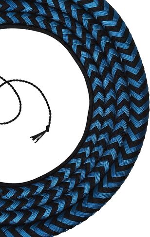 سوط ثور بطول 6 أقدام و12 ضفيرة - سوط حبل ثور باللونين الأزرق الفاتح والأسود مع حامل حزام للسوط وملحقات السوط - سوط باراكورد للمحترفين وراكبي الخيل in Kuwait