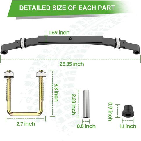 10L0L Golf Cart Heavy Duty Rear 3-Leaf Spring Kit with Bushings & Sleeves for 1995-2013 EZGO TXT OEM: 70506-G01 74135-G01 74207-G01 74207-G03 in Saudi Arabia