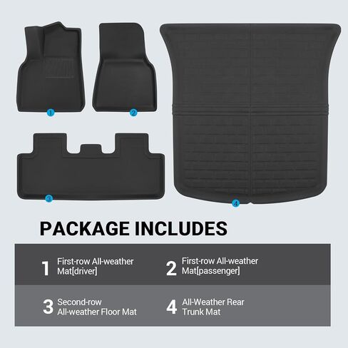 Tesla Model 3 Floor Mats 3D Cargo Liners All-Weather Waterproof Protect Floor Interior Accessories for 2023 2022 2021 Model 3 4PCS in Saudi Arabia