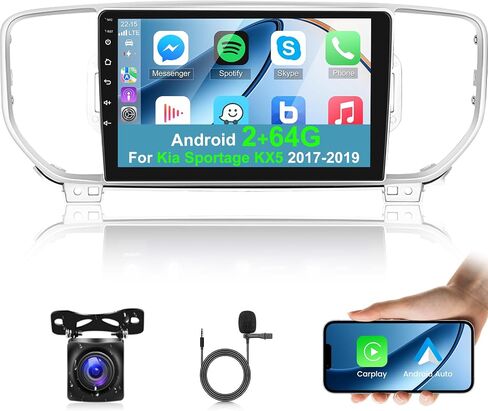 [2+64G] راديو سيارة Android 13 لسيارة Kia Sportage KX5 2017 2018 2019 - Carplay اللاسلكي وAndroid Auto - ستيريو سيارة بشاشة تعمل باللمس 9 بوصة مع نظام ملاحة Hi-Fi/WiFi/GPS + كاميرا احتياطية AHD in Saudi Arabia