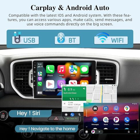 [2+64G] راديو سيارة Android 13 لسيارة Kia Sportage KX5 2017 2018 2019 - Carplay اللاسلكي وAndroid Auto - ستيريو سيارة بشاشة تعمل باللمس 9 بوصة مع نظام ملاحة Hi-Fi/WiFi/GPS + كاميرا احتياطية AHD in Saudi Arabia