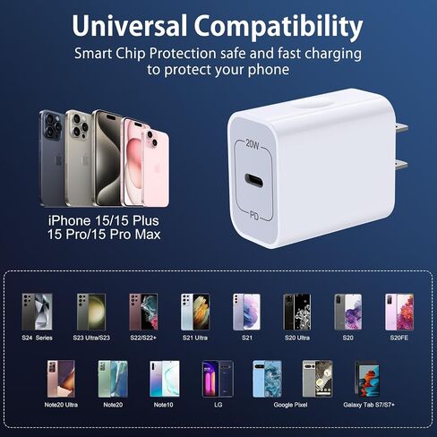 20 وات Samaung USB C شاحن حائط كتلة شحن سريع محول طاقة هاتف أندرويد لهاتف Galaxy S24 Ultra A35 A14 15 5g، Pixel 8a/7، iPad Pro/Air 13/11، USB شاحن حائط قابس صندوق الطوب فائق السرعة من النوع C in Saudi Arabia
