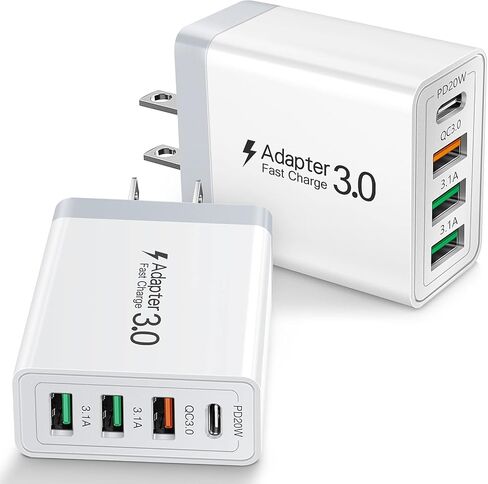 35W Total USB C Fast Charger Wall Charger Block Boxeroo 2-Pack 4Port Power Delivery Fast Type C USB A Charging Block Plug Adapter Compatible for iPad iPhone 14, Galaxy S23 Ultra S22 S21 S20 Note 20 in Saudi Arabia
