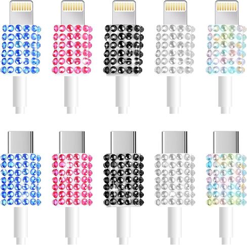 Outus 10 Pieces Rhinestones Wall Charger Stickers Bling Handmade USB Charger Crystal Decorations Artificial Diamond Charger Sticker Compatible with iPhone iPad Plug Power Adapter DIY for Women in Saudi Arabia