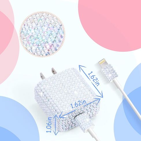 Outus 10 Pieces Rhinestones Wall Charger Stickers Bling Handmade USB Charger Crystal Decorations Artificial Diamond Charger Sticker Compatible with iPhone iPad Plug Power Adapter DIY for Women in Saudi Arabia