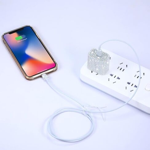 Outus 10 Pieces Rhinestones Wall Charger Stickers Bling Handmade USB Charger Crystal Decorations Artificial Diamond Charger Sticker Compatible with iPhone iPad Plug Power Adapter DIY for Women in Saudi Arabia