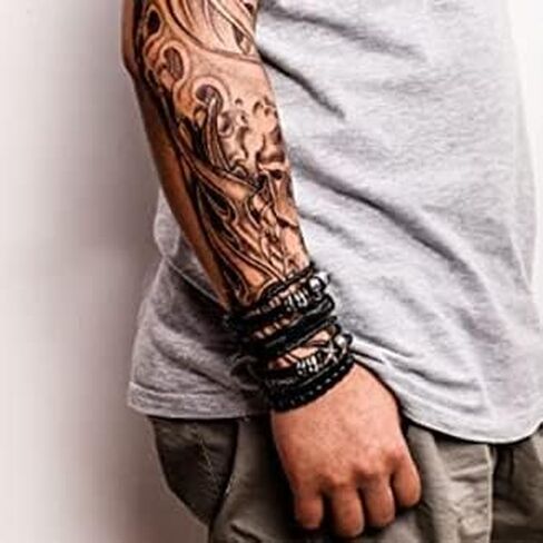 milakoo الشرير مضفر الأساور الجلدية للرجال النساء الفولاذ المقاوم للصدأ المشبك روك راكب الدراجة النارية القوطي المعصم جمجمة الهيكل العظمي نجمة الخماسي المسامير رصع الملحقات التفاف المعصم للجنسين حجم قابل للتعديل in Kuwait
