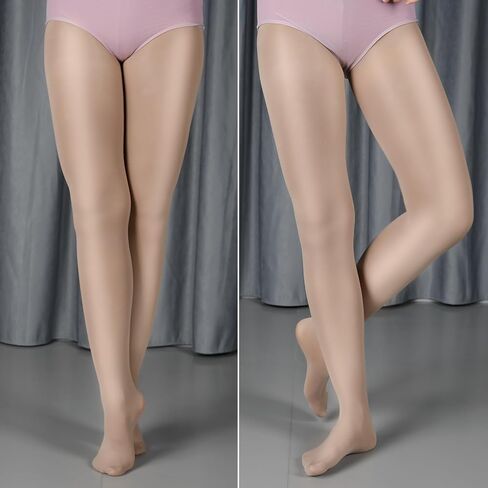 DANCEYOU Slight Shimmery Footed Tights Girls and Women Size Sparkly Skin Tone Toast for Costume, Dance and Daily Dressing in Kuwait