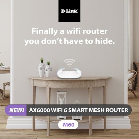 D-Link AX6000 WiFi 6 Mesh Router | Contemporary Design | High-Performance | Feature Rich | AI Enabled | Parental Controls | Covers up to 3000+ sq. ft | Expandable Mesh (M60) in Saudi Arabia
