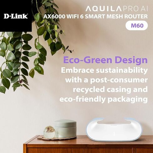 D-Link AX6000 WiFi 6 Mesh Router | Contemporary Design | High-Performance | Feature Rich | AI Enabled | Parental Controls | Covers up to 3000+ sq. ft | Expandable Mesh (M60) in Saudi Arabia