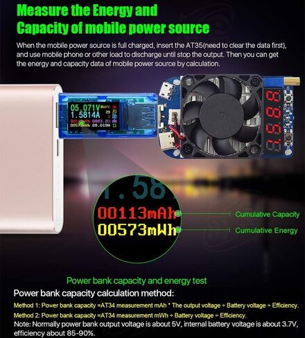 AT34 USB 3.0 Tester,USB Power Meter 30V 4A USB Voltage Tester Multimeter Digital Multimeter Current Tester Voltmeter Ammeter IPS Color Display Capacity Power USB Charger Tester in Saudi Arabia