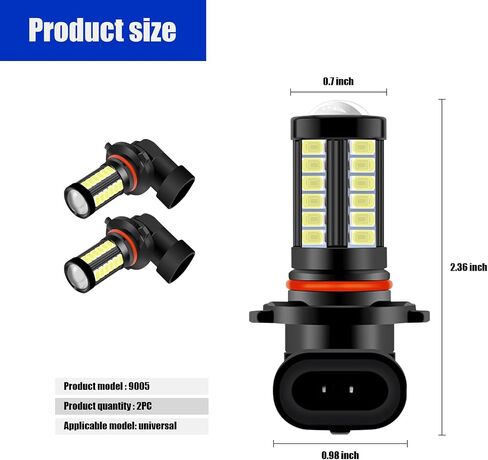gunhunt 2 PCS H8/H11 LED Fog Lights Bulb, 6500K Xenon White, 12V Plug and Play 2800 Lumen Power LED Bulbs, Super Bright 5730 33-SMD Chip LED Running Light DRL Bulbs Replacement for Car, Truck, SUVs in Saudi Arabia