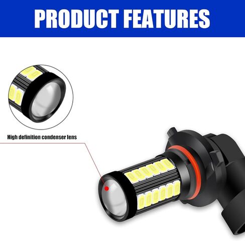 gunhunt 2 PCS H8/H11 LED Fog Lights Bulb, 6500K Xenon White, 12V Plug and Play 2800 Lumen Power LED Bulbs, Super Bright 5730 33-SMD Chip LED Running Light DRL Bulbs Replacement for Car, Truck, SUVs in Saudi Arabia