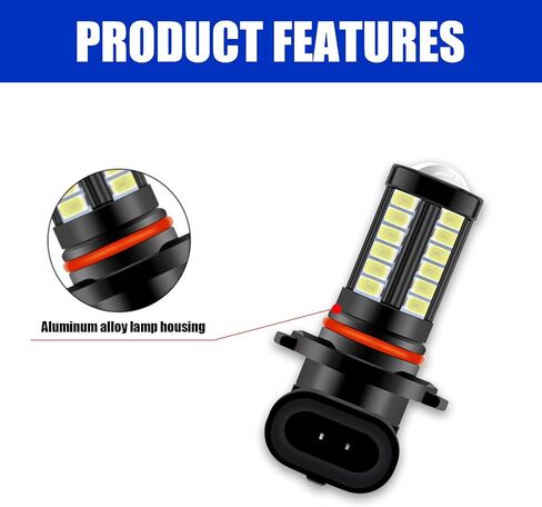 gunhunt 2 PCS H8/H11 LED Fog Lights Bulb, 6500K Xenon White, 12V Plug and Play 2800 Lumen Power LED Bulbs, Super Bright 5730 33-SMD Chip LED Running Light DRL Bulbs Replacement for Car, Truck, SUVs in Saudi Arabia