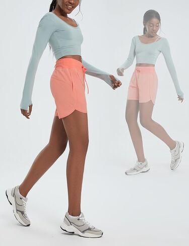 شورت جري نسائي من BALEAF مقاس 5 بوصات غير مبطن للتمارين الرياضية وجيب بسحاب in Kuwait