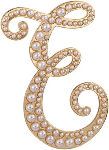 A-Z Letter Brooch Pin Faux Pearl Initial Letter Pin Gold 26 Alphabets Badges Breastpin Women Teens Fashion Jewelry in Saudi Arabia