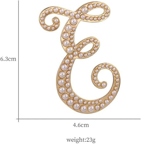 A-Z Letter Brooch Pin Faux Pearl Initial Letter Pin Gold 26 Alphabets Badges Breastpin Women Teens Fashion Jewelry in Saudi Arabia