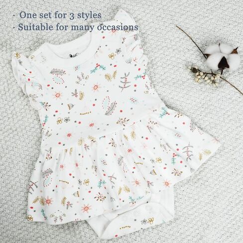 Baby Infant Girls Ruffled Sleeve Jumpsuit Dress Set Toddler Girls One-Piece Cotton Outfits in Kuwait