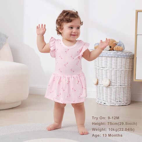 Baby Infant Girls Ruffled Sleeve Jumpsuit Dress Set Toddler Girls One-Piece Cotton Outfits in Kuwait