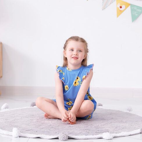Baby Infant Girls Ruffled Sleeve Jumpsuit Dress Set Toddler Girls One-Piece Cotton Outfits in Kuwait