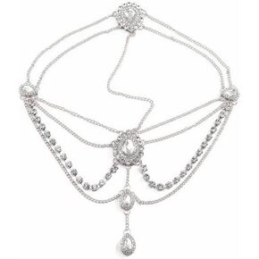 E EMZHOLE Head Chain Bridal Silver Tassel Headpieces Prom Festival Forehead Chain Wedding Hair Accessories Party Belly Dance Head Jewelry for Women and Girls