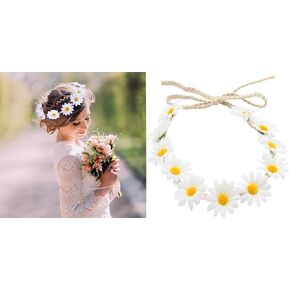 Little Daisy Flower Headband, Flower Halo,Hippie Flower Crown,Boho Floral Wreath,Bridal Headpiece,Sunflower Wreath for Women and Girls,Performances, Parties,Weddings,Festivals (Blue)