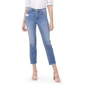 Flying Monkey, High Rise Slim Straight Jeans, Medium Blue,