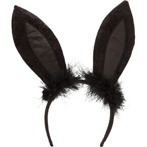 Black Bunny Ears Headband - Luxurious - One-Size (Pack of 1) - Adorable Costume Accessory Perfect for Costumes, Parties, and Events