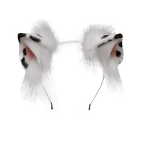 Realistic Plush Spotted Pig Ears Headband Fancy Dress Costume Accessories for Halloween Animal Cosplay Party (White)