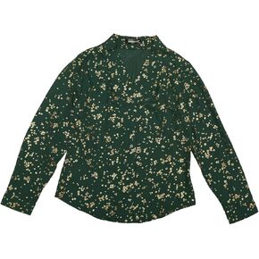 Allegra K Women's Metallic Patterned Blouse V Neck Long Sleeve Gilding Shiny Sparkly Dots Top