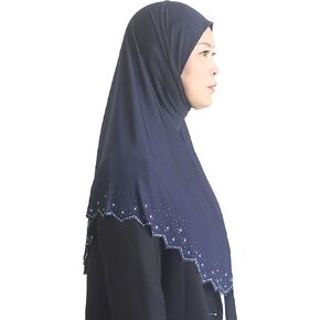 Womens Muslim Amira Hijab Scarf Islamic Headscarf Long Shwals for Girls with Czech Drill