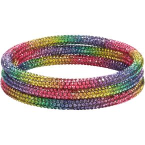 Crystaldust Bangle Bracelets for Women Shiny Rhinestone Beaded Multi-Layer Bracelets Set Wristband for Girls