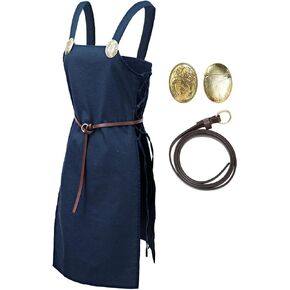 PROCOS Pirate Strappy Apron for Women Medieval Vintage Linen Lace Up Overdress Ren Faire Costume